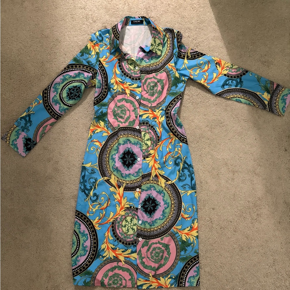 Multicolor Patterned Women's Dress